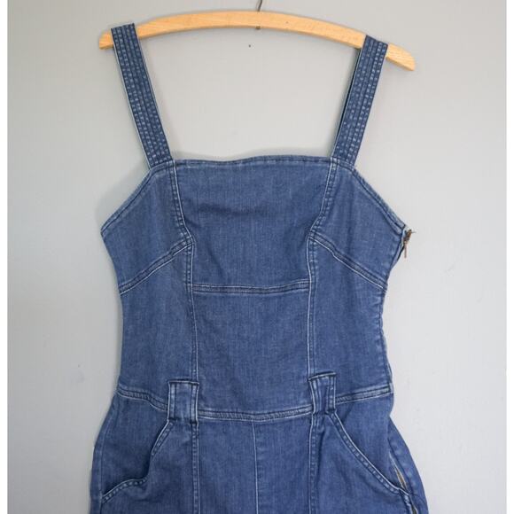 Guess Women Demin Frayed Flare Leg Bib Overalls 10 Farm 70s Y2K Style Western - Picture 7 of 15